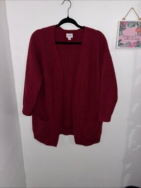 Cozy Open-Front Burgundy Cardigan Sweater